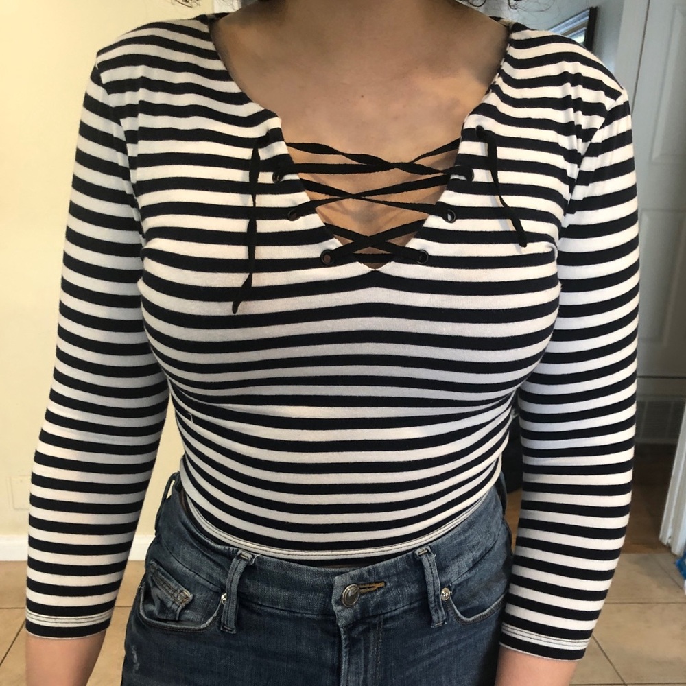 Topshop striped tie top